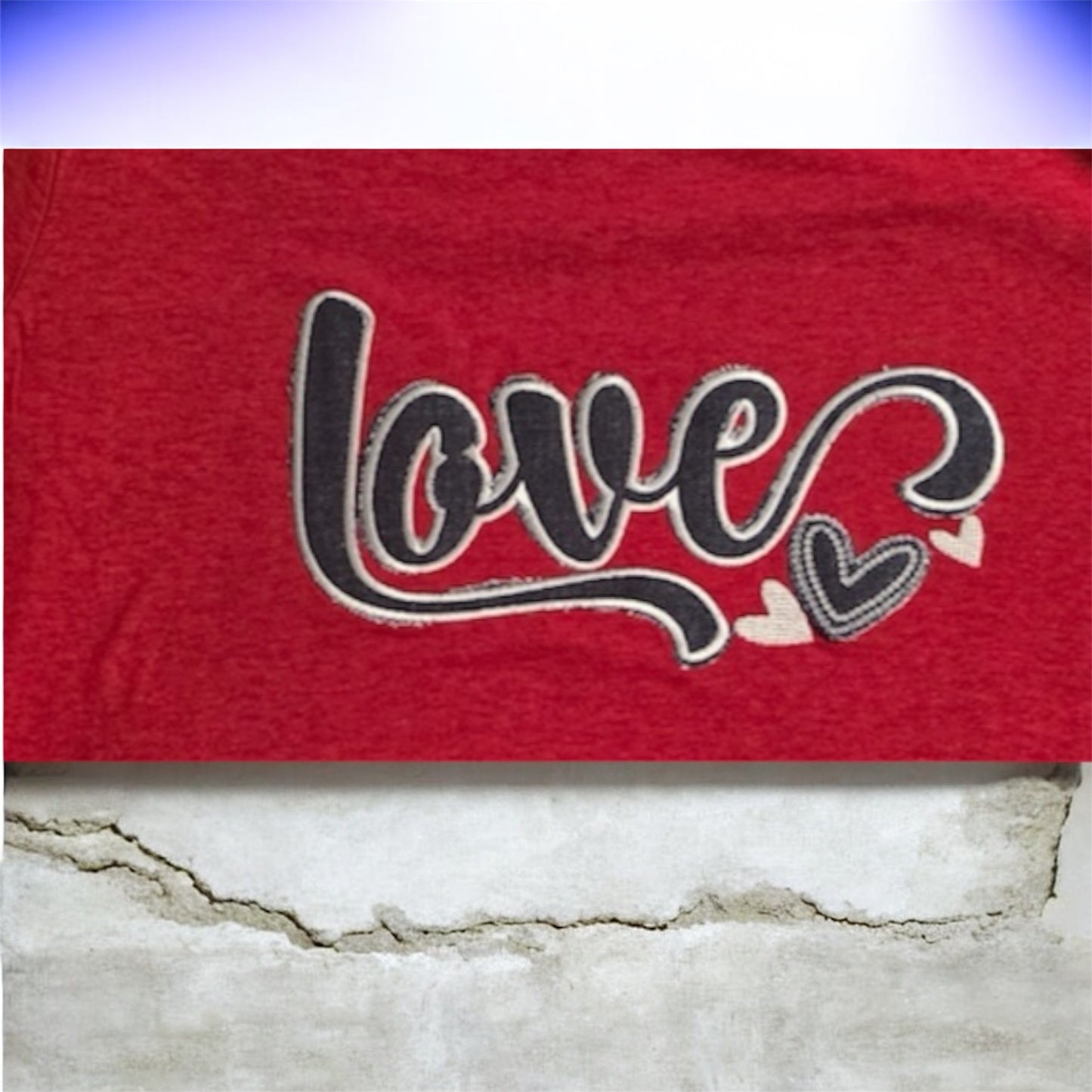 Denim Distressed - Red Love Tee