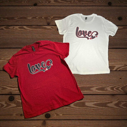 Denim Distressed - Red Love Tee