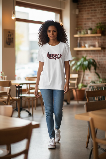 Denim Distressed - Love White Tee