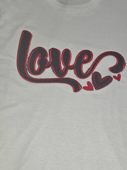 Denim Distressed - Love White Tee